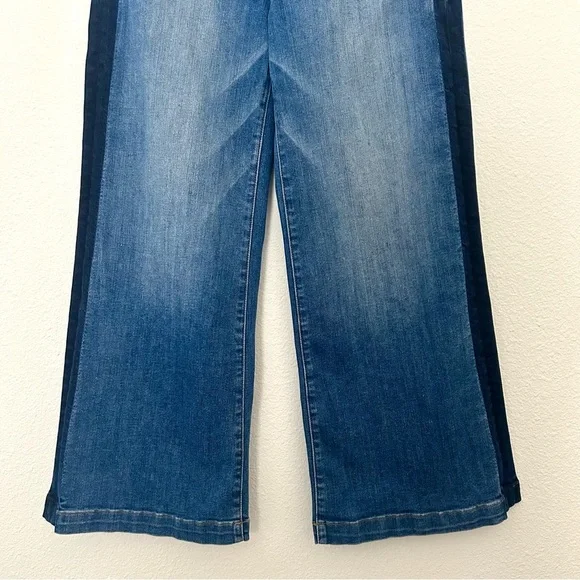 FRAME Denim Le Vintage Crop Jeans Flare Two-Tone Contrast Wide Fall Blue Size 25 - Picture 7 of 16